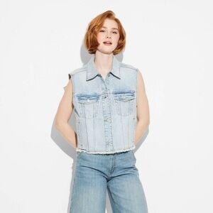 Women's Denim Oversized Trucker Vest - Wild Fable™ Indigo XXL NWT